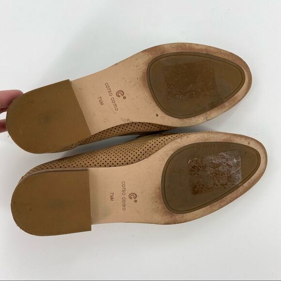 Corso Como Carlynee Tan Leather Slip On Perforated Casual Loafers 7.5 - Picture 16 of 16